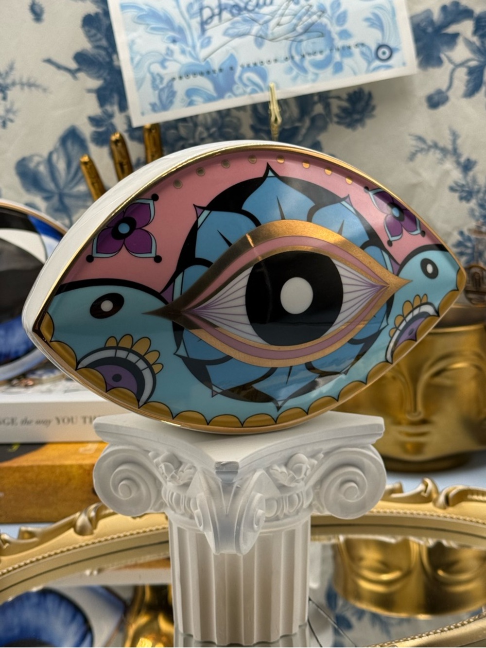 🆕 THE PROCURESS COLLECTION 🧿 All-Seeing Eye Paperweight - Boho Gold Pink - Picture 15 of 16